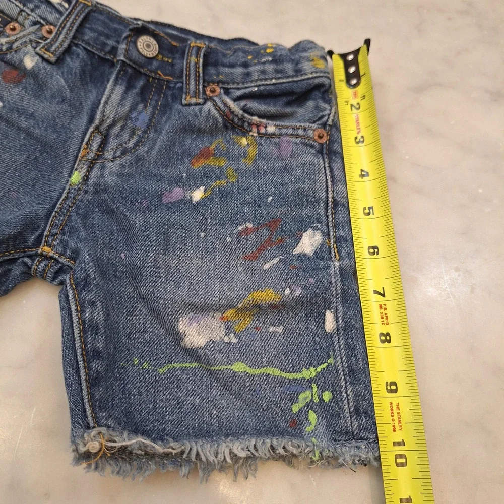 Polo Ralph Lauren Sullivan Slim Shorts Sz 3T Blue Paint Splatter Denim Cutoff